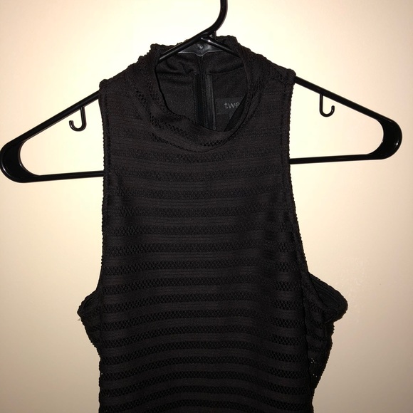 Revolve black mesh crochet turtleneck dress Twenty - Picture 5 of 8